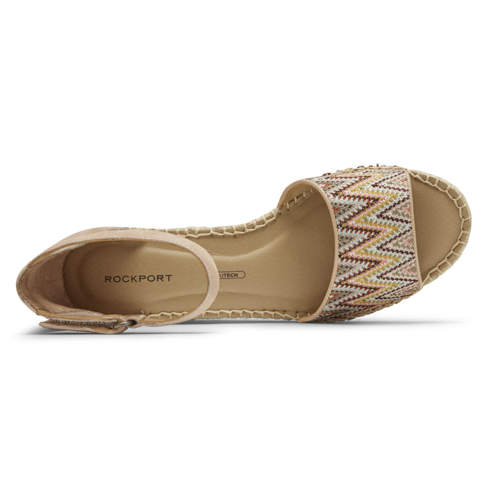 Rockport Singapore Womens Sandals - Marah Woven Ankle Strap Khaki - EI0963175